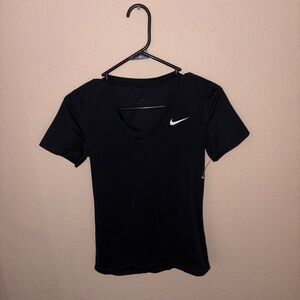 Nike black V neck short sleeve athletic shirt sports active wear tee workout top